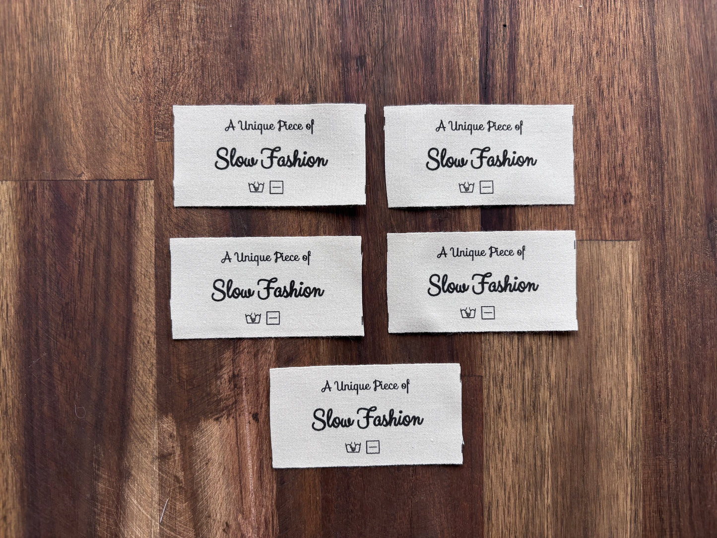 "A unique piece of Slow Fashion" - Clothing tag - 35 mm * 70 mm. 5 pcs.