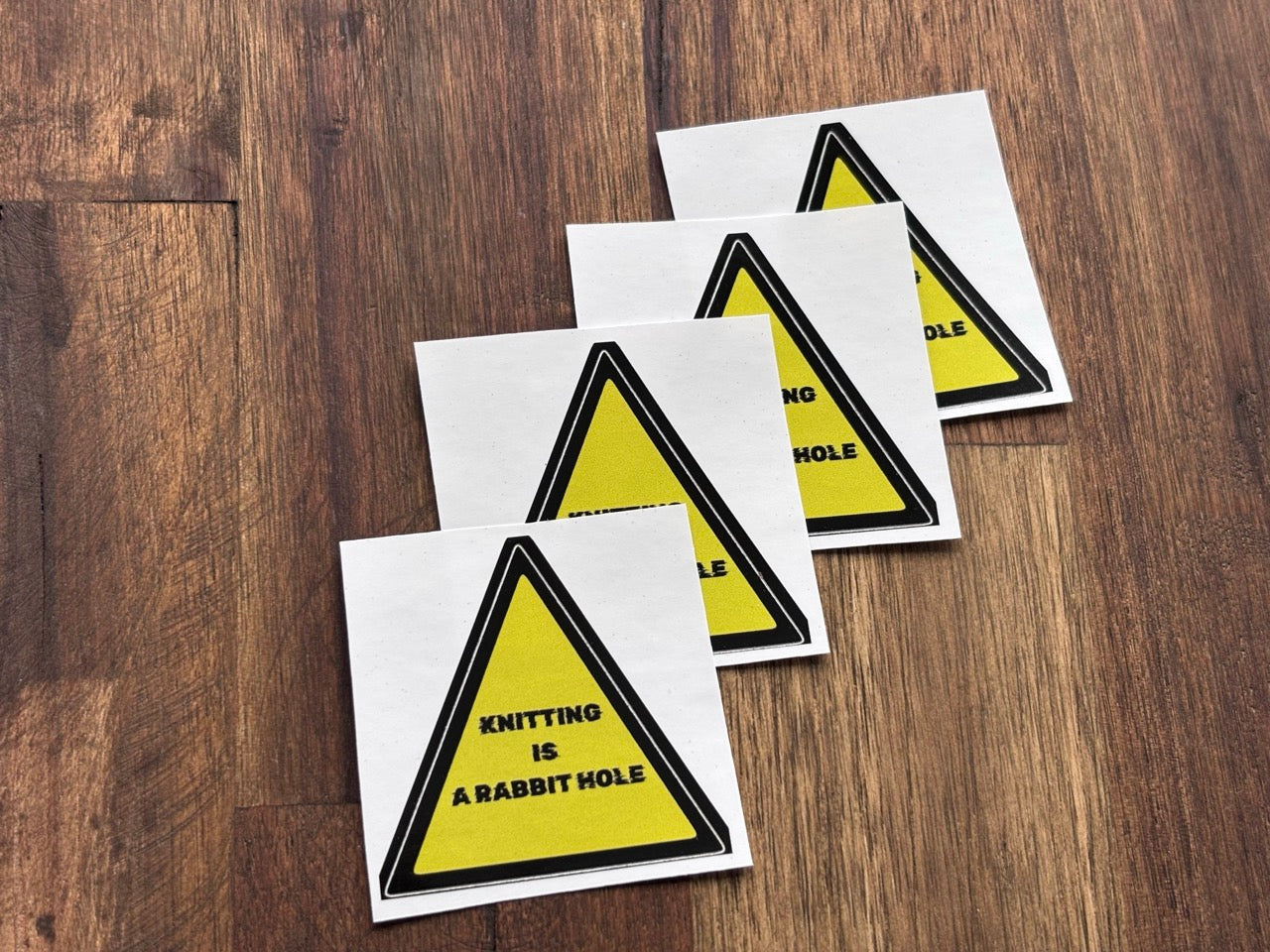 "Knitting is a rabbit hole" - Sticker. 45 mm * 45 mm