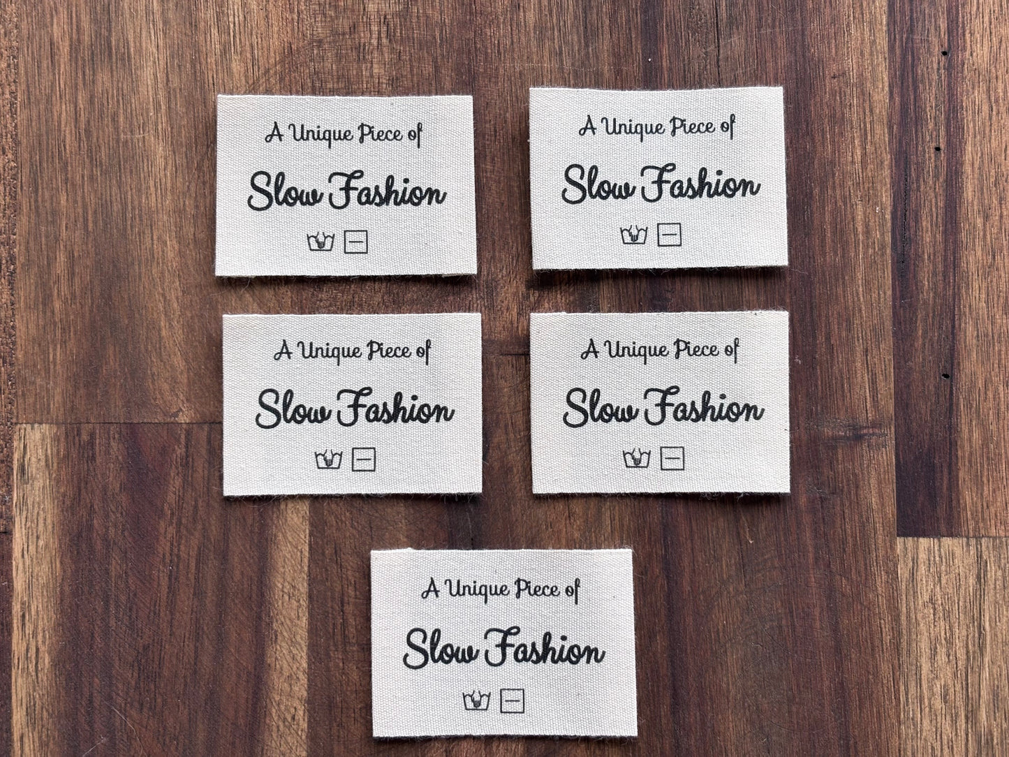"A unique piece of Slow Fashion" - Clothing tag - 35 mm * 70 mm. 5 pcs.
