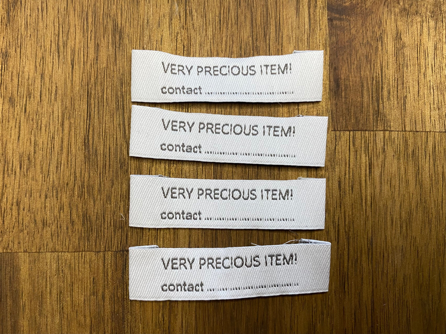 "Very precious item!" Labels For Clothing/Handmade Items/Toys - 60 mm width, 15 mm height. 4 pcs. Cotton.