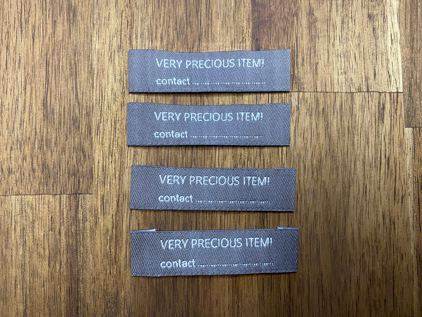 "Very precious item!" Labels For Clothing/Handmade Items/Toys - 60 mm width, 15 mm height. 4 pcs. Cotton.