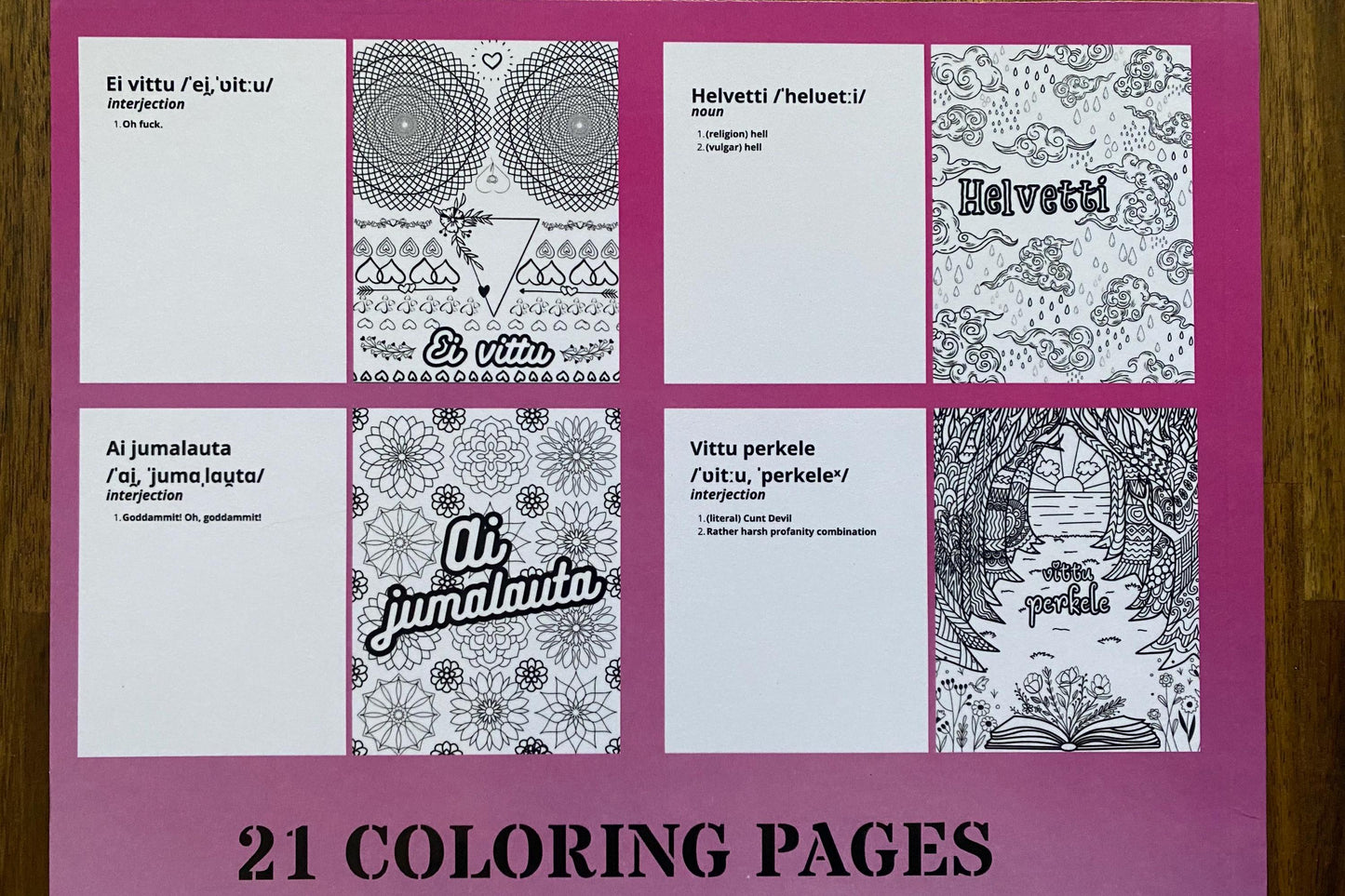 Swear Like A Finn; Finnish Curseword Coloring Book