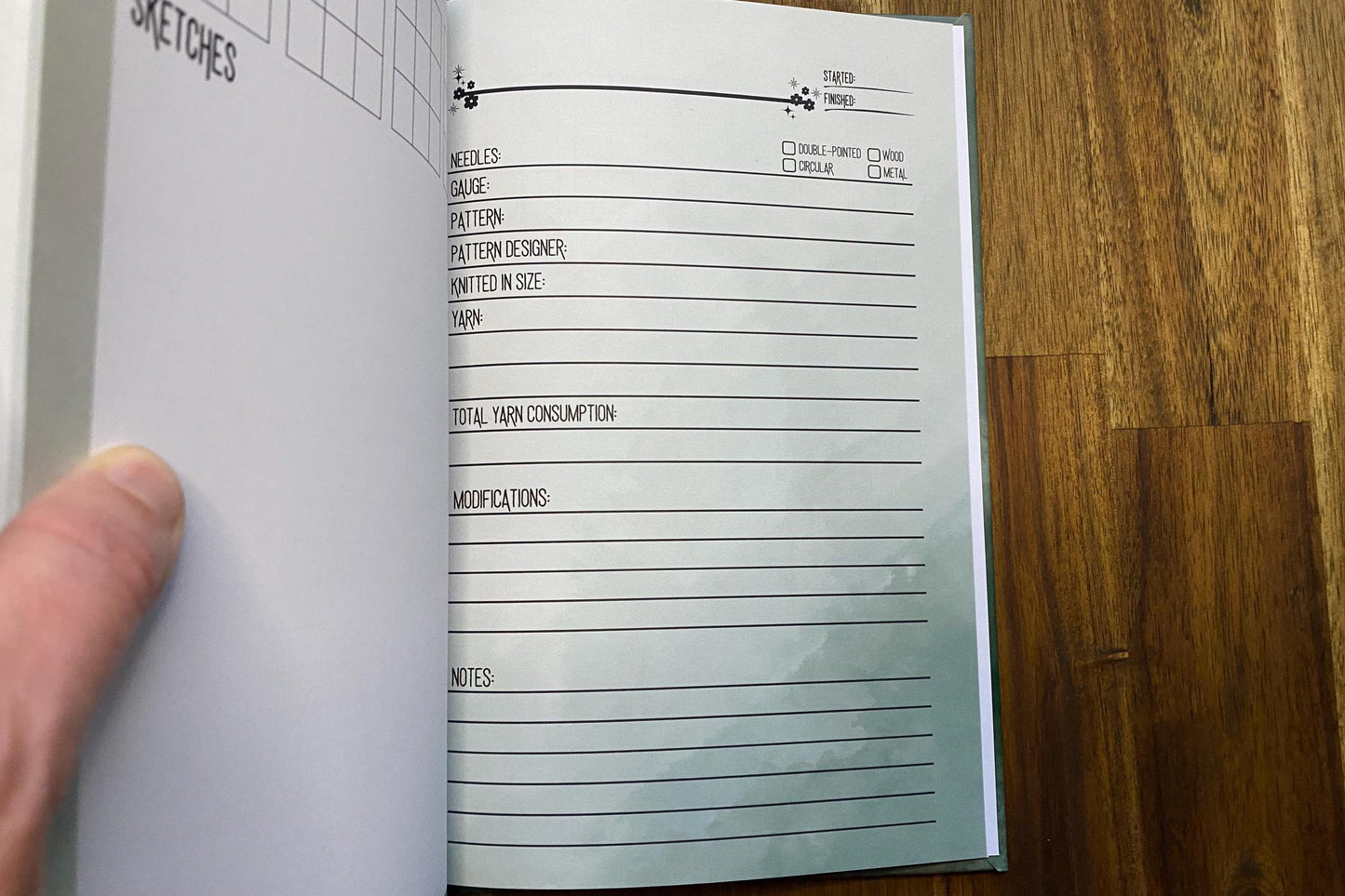 Hardcover Knitting Project Journal, Watercolor Design